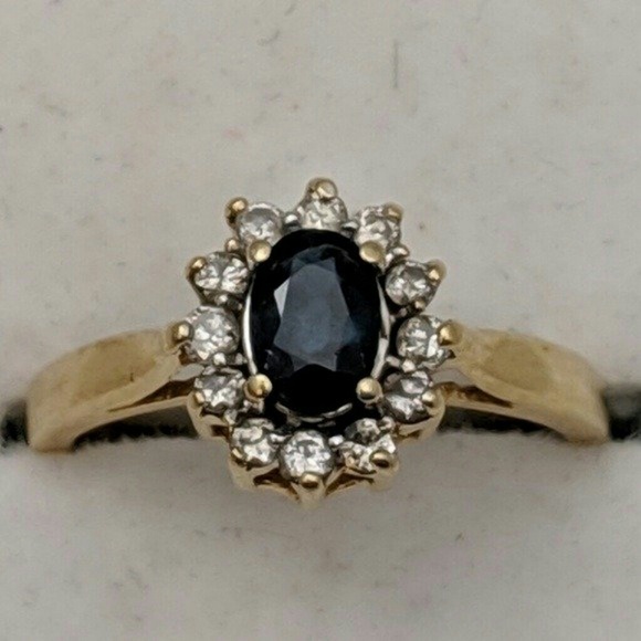 14k Gold Sapphire & Diamond Ring - Picture 5 of 5